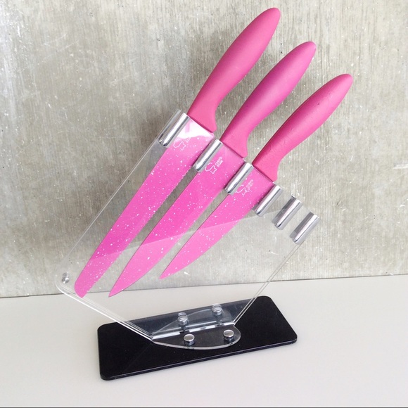 Other - 5/$25 Pink Cutlery Stand Acrylic Modern 3 Knives